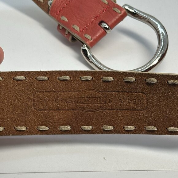 Fossil Women's Size Medium Orange Genuine Leather Thick Stitch Adjustable Belt - Picture 5 of 11